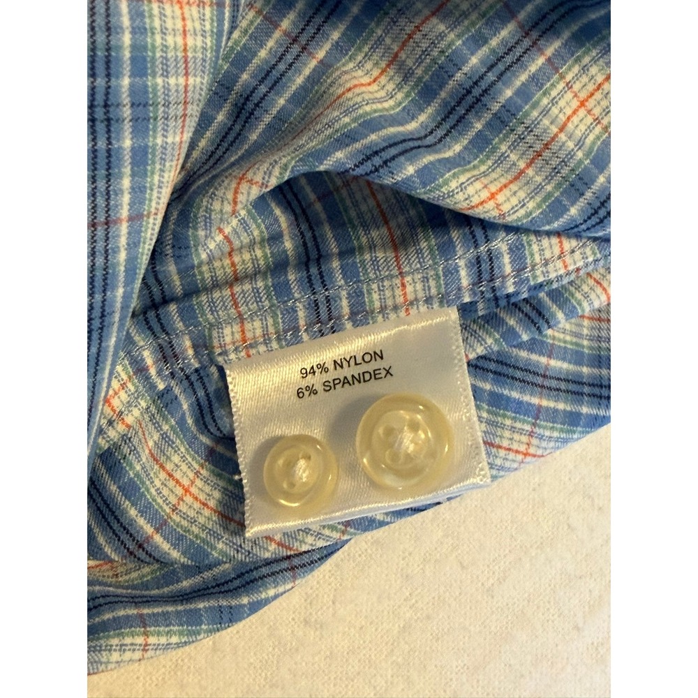 Peter Millar Summer Comfort Mens Large Blue Orange Plaid Performance Shirt L/S - Picture 7 of 7
